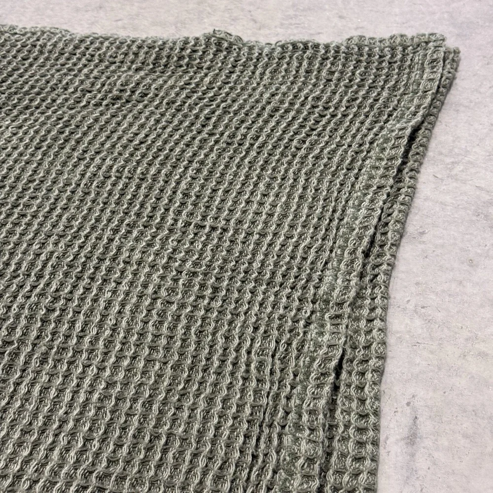 Pottery Barn Waffle Weave Blanket Green Full Size 80x82